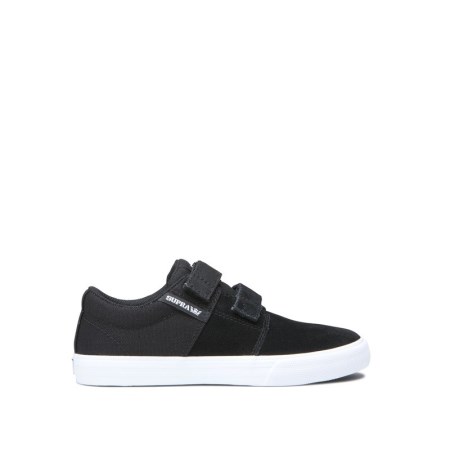 Supra Stacks II Vulc Velcro Kids Low Tops Shoes Black UK 27PQE